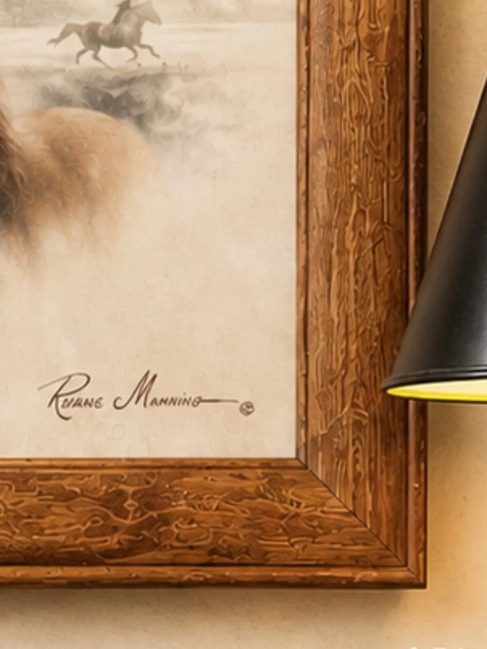 Vintage Signed Ruane Manning Horse & Colt Wooden Framed Art Print